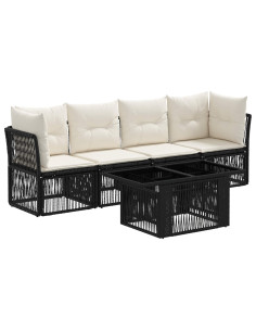 Set Divano da Giardino 5 pz Nero polyrattan 2