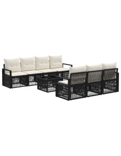Set Divano da Giardino 8 pz Nero polyrattan 2