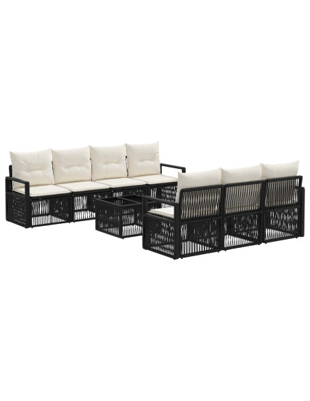 Set Divano da Giardino 8 pz Nero polyrattan