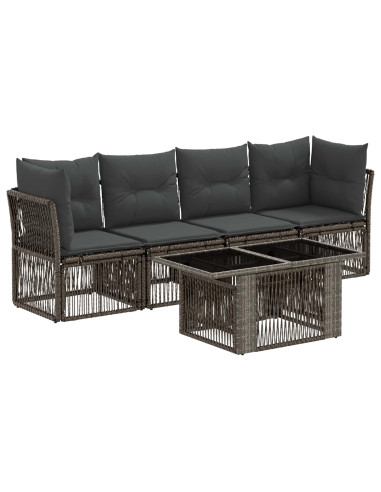 Set Divano da Giardino 5 pz Grigio polyrattan