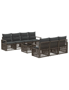 Set Divano da Giardino 8 pz Grigio polyrattan 2