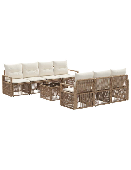 Set Divano da Giardino 8 pz Beige polyrattan