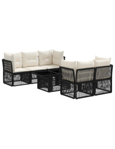 Set Divano da Giardino 6 pz Nero polyrattan 2