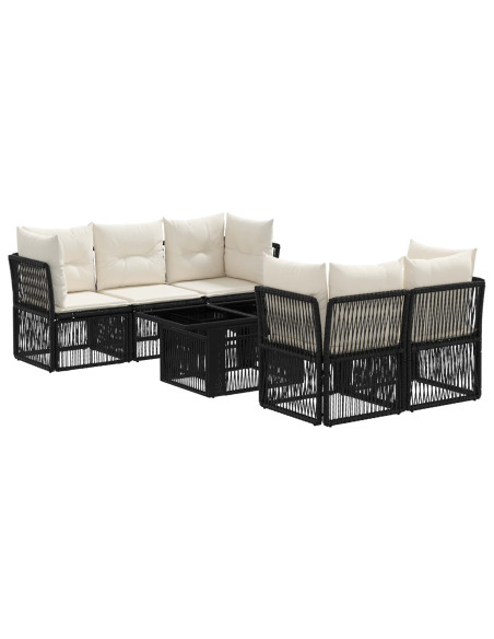 Set Divano da Giardino 6 pz Nero polyrattan
