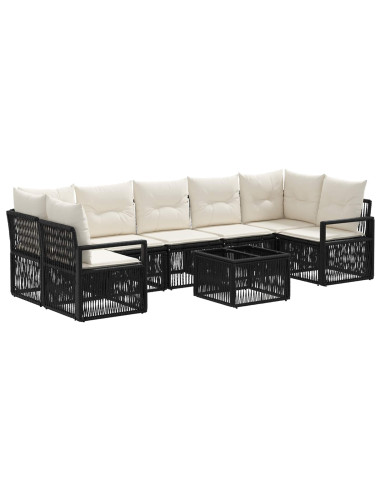 Set Divano da Giardino 8 pz Nero polyrattan