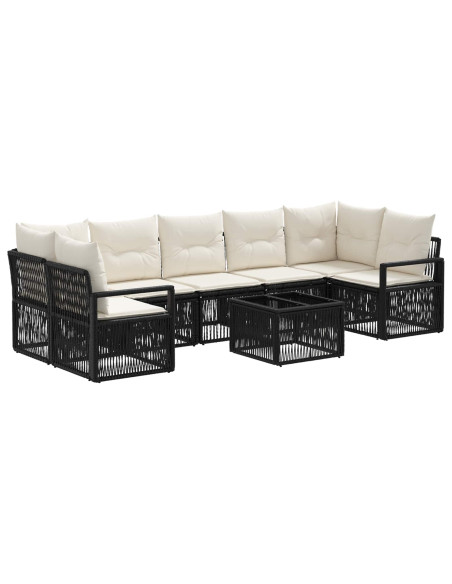 Set Divano da Giardino 8 pz Nero polyrattan