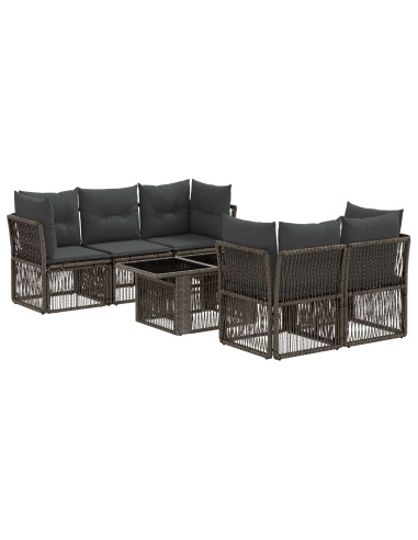 Set Divano da Giardino 6 pz Grigio polyrattan