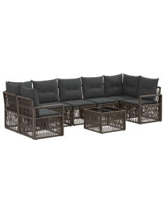 Set Divano da Giardino 8 pz Grigio polyrattan 2