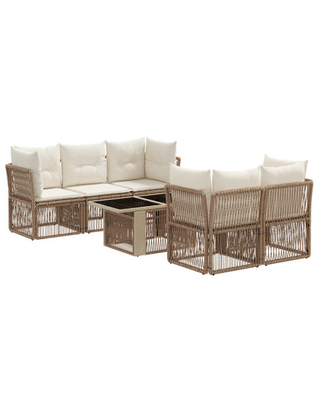 Set Divano da Giardino 6 pz Beige polyrattan