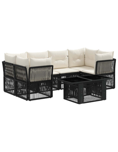 Set Divano da Giardino 7 pz Nero polyrattan