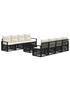 Set Divano da Giardino 9 pz Nero polyrattan 2