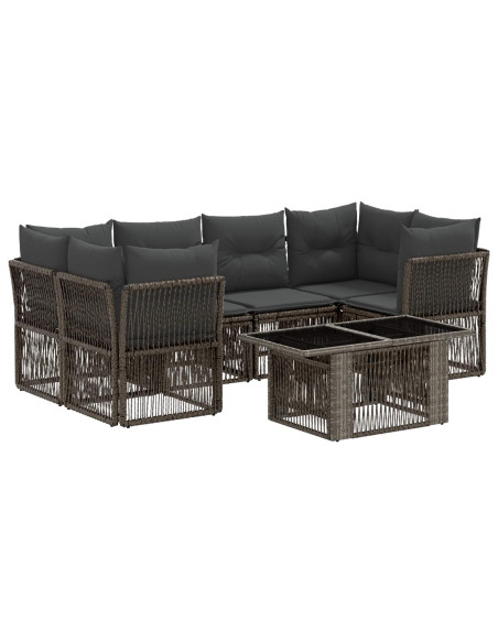 Set Divano da Giardino 7 pz Grigio polyrattan