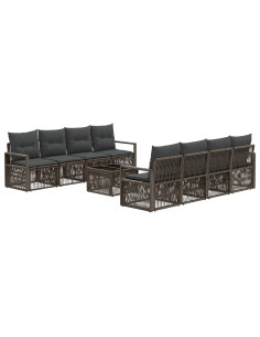 Set Divano da Giardino 9 pz Grigio polyrattan 2