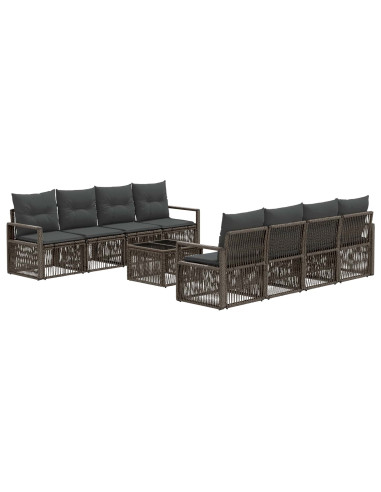 Set Divano da Giardino 9 pz Grigio polyrattan
