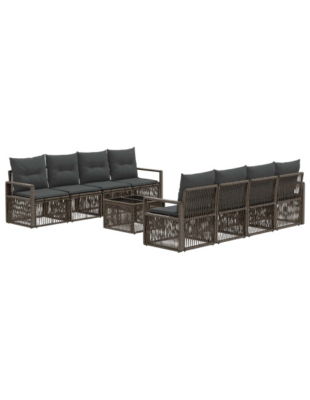 Set Divano da Giardino 9 pz Grigio polyrattan