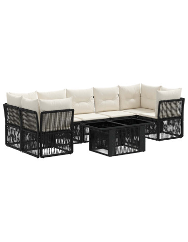 Set Divano da Giardino 8 pz Nero polyrattan