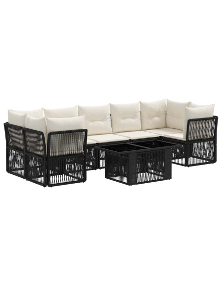 Set Divano da Giardino 8 pz Nero polyrattan