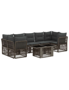 Set Divano da Giardino 8 pz Grigio polyrattan 2