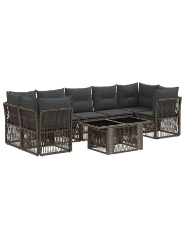 Set Divano da Giardino 8 pz Grigio polyrattan