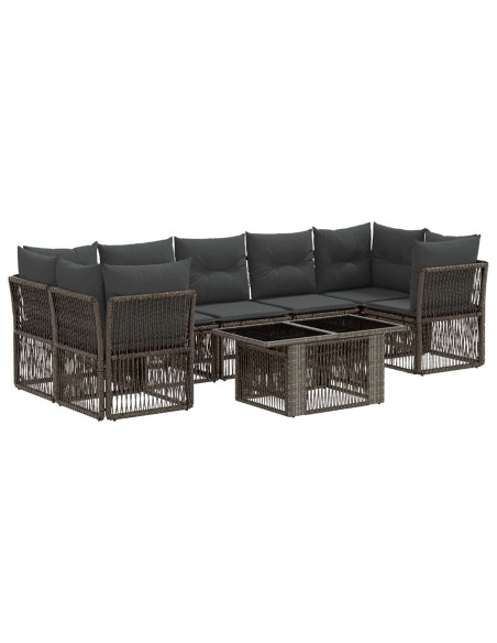 Set Divano da Giardino 8 pz Grigio polyrattan