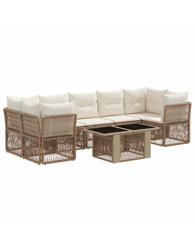 Set Divano da Giardino 8 pz Beige polyrattan