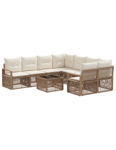 Set Divano da Giardino 9 pz Beige polyrattan 2