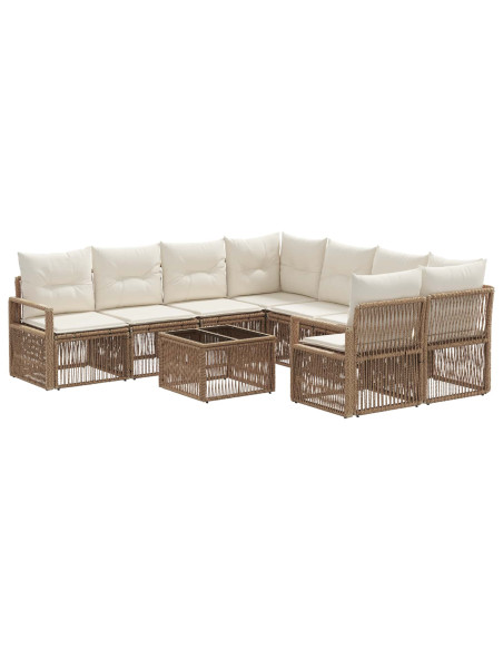 Set Divano da Giardino 9 pz Beige polyrattan