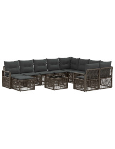 Set Divano da Giardino 11 pz Grigio polyrattan 2
