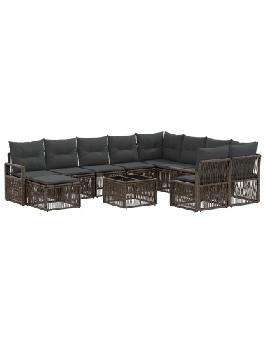 Set Divano da Giardino 11 pz Grigio polyrattan