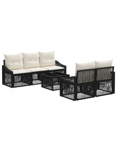 Set Divano da Giardino 6 pz Nero polyrattan 2