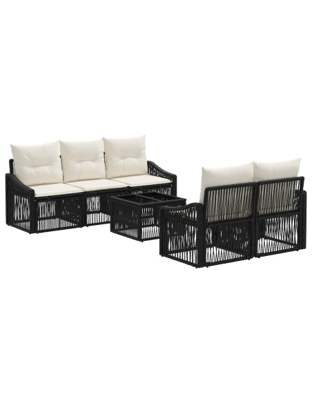 Set Divano da Giardino 6 pz Nero polyrattan