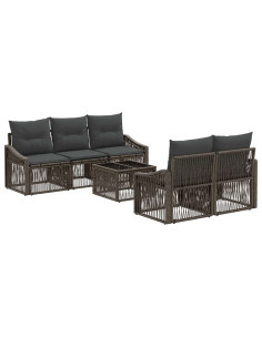 Set Divano da Giardino 6 pz Grigio polyrattan 2