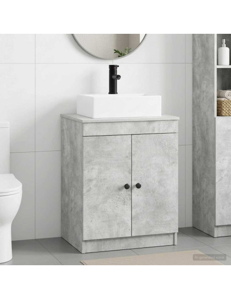 Set di mobili per il bagno Grigio Cemento Legno ingegnerizzato