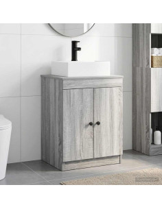 Set di mobili per il bagno Sonoma grigio Legno ingegnerizzato