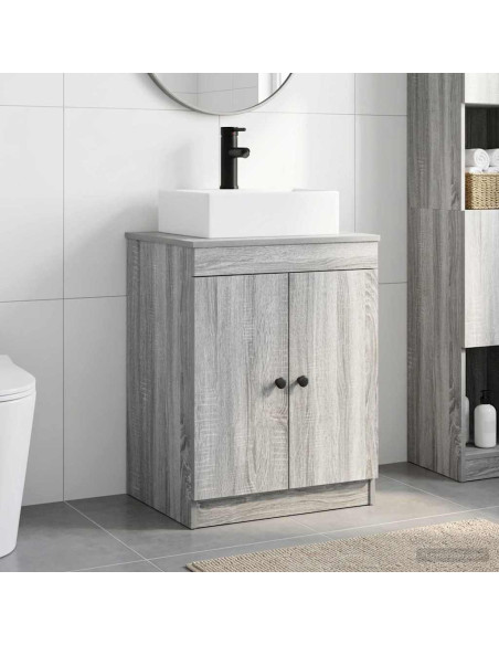 Set di mobili per il bagno Sonoma grigio Legno ingegnerizzato