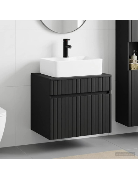 Set di mobili per il bagno Nero Legno ingegnerizzato