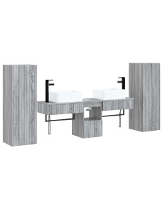 Set di mobili per il bagno 5 pz Sonoma grigio 2