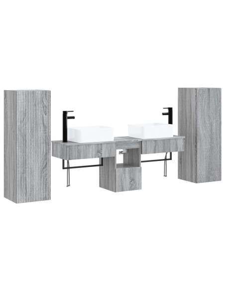 Set di mobili per il bagno 5 pz Sonoma grigio