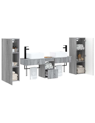 Set di mobili per il bagno 5 pz Sonoma grigio