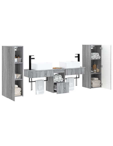 Set di mobili per il bagno 5 pz Sonoma grigio