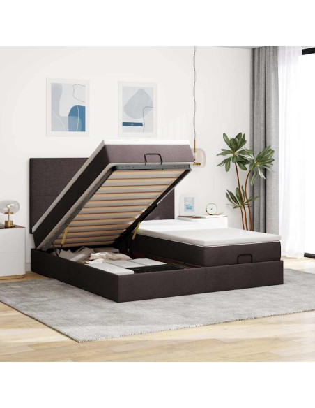 Struttura Letto Pouf con Materassi 200x200 cm in Tessuto