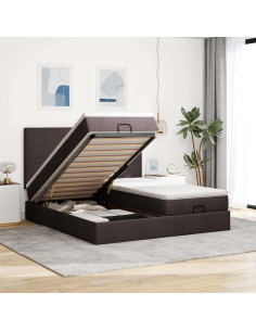 Struttura Letto Pouf con Materassi 200x200 cm in Tessuto