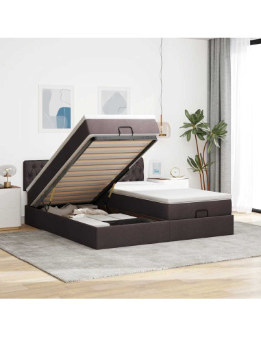 Struttura Letto Pouf con Materassi 200x200 cm in Tessuto