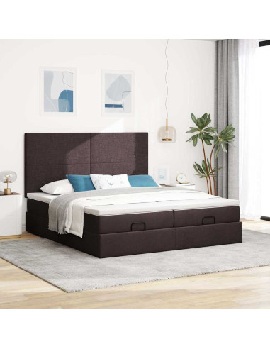 Struttura Letto Pouf con Materassi 200x200 cm in Tessuto