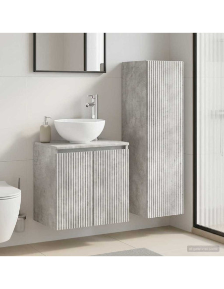 Set di mobili per il bagno 2 pz Grigio Cemento