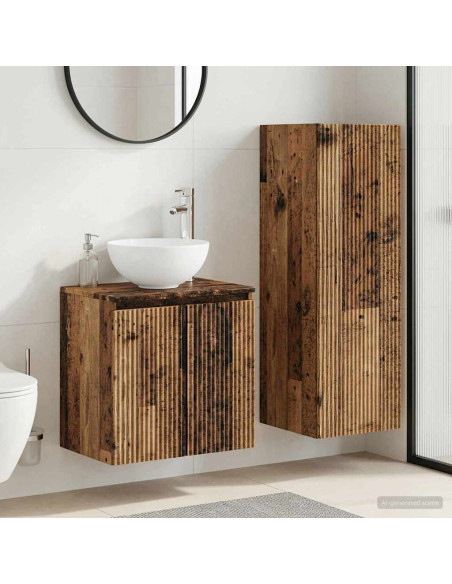 Set di mobili per il bagno 2 pz Legno antico 33 x 34,5 x 100 cm
