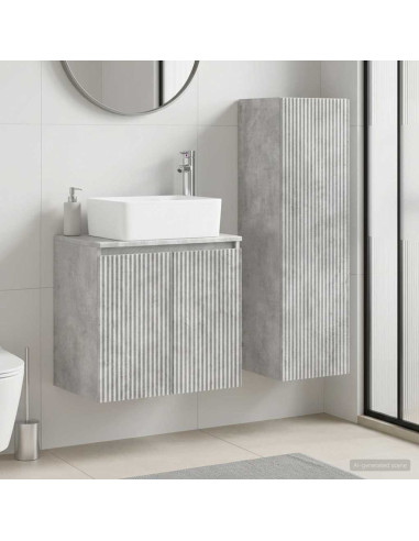 Set di mobili per il bagno 2 pz Grigio Cemento