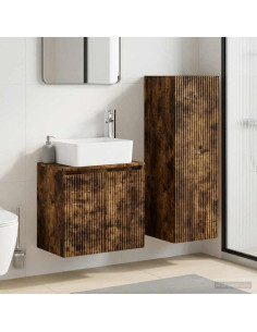 Set di mobili per il bagno 2 pz Rovere Fumo 33 x 34,5 x 100 cm