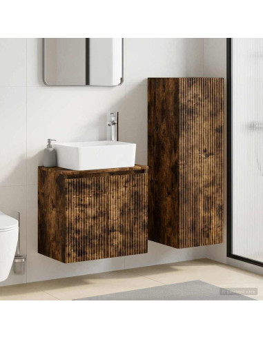 Set di mobili per il bagno 2 pz Rovere Fumo 33 x 34,5 x 100 cm