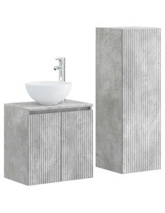 Set di mobili per il bagno 2 pz Grigio Cemento 2